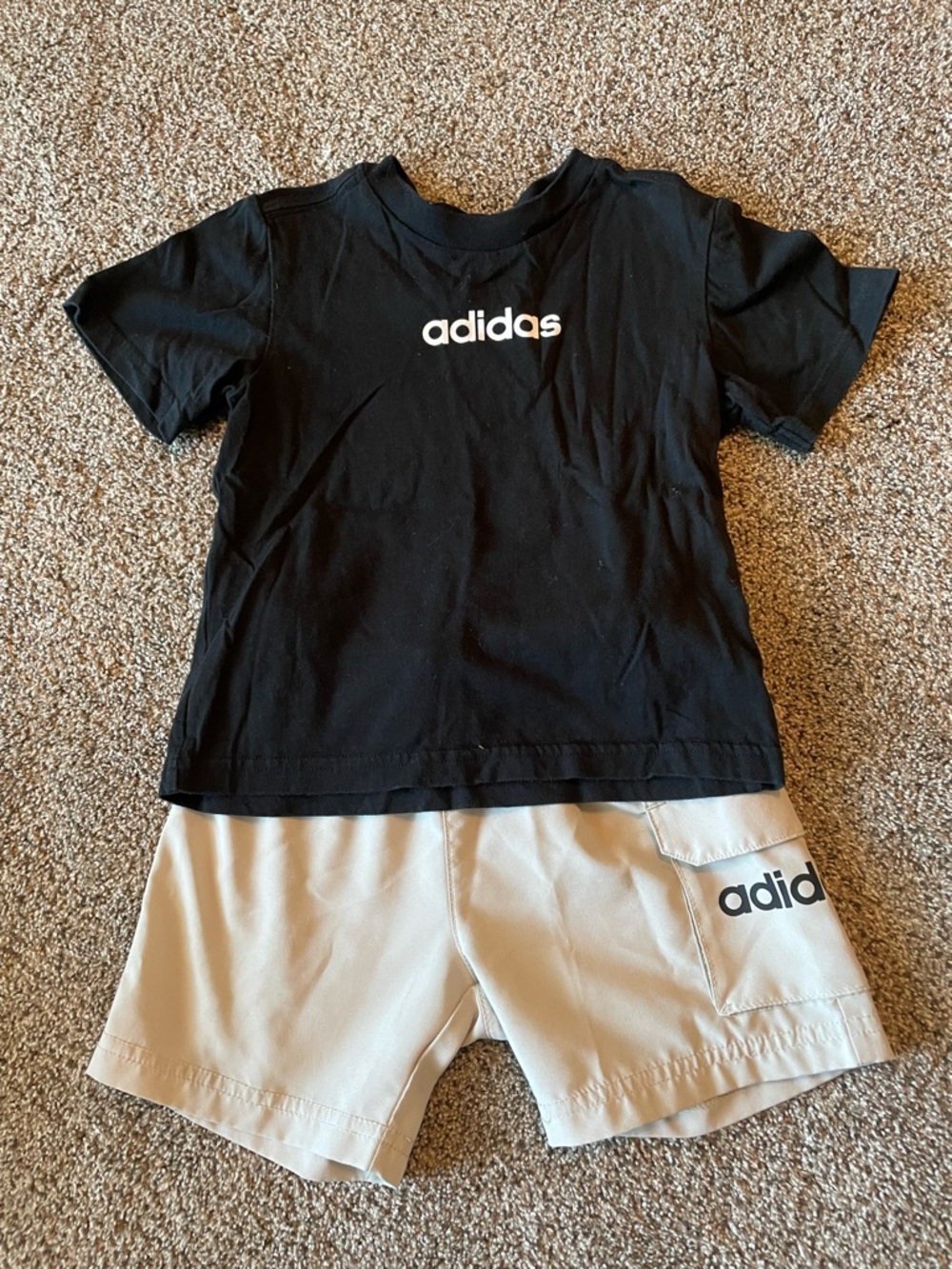 Adidas Black Logo Tee and Shorts